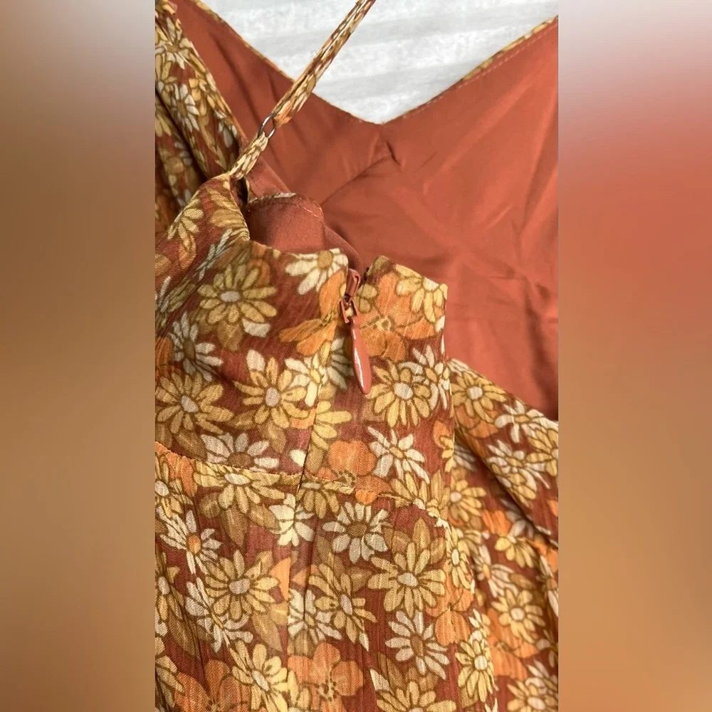 Madewell Georgette Ruffle-Sleeve Midi Long Floral Sundress Daisy Meadow Size 8